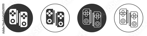 Black Gamepad icon isolated on white background. Game controller. Circle button. Vector Illustration.