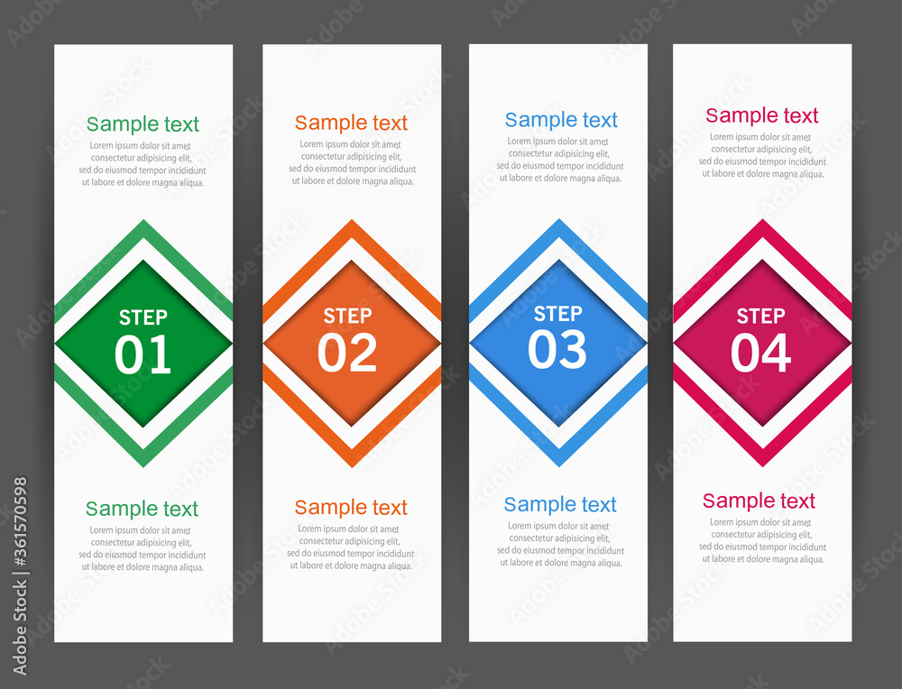 Template vector infographic set with 4 options. Abstract modern design can used for banner diagram workflow timeline and web design layout, presentation templates background Template vector infographic set with 4 options. Abstract modern design can used for banner diagram workflow timeline and web design layout, presentation templates background