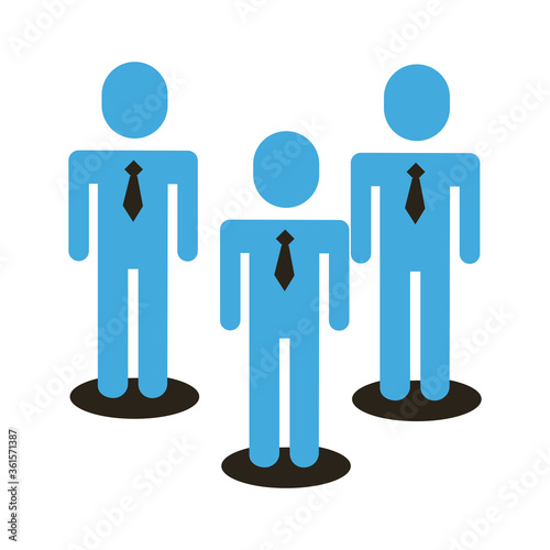 businessmen teamwork figures flat style icon