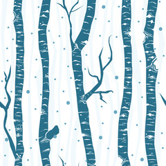 Stickers Berken patronen Minimalistisch berkenbomen patroon plat ontwerp  © Borisovna.art