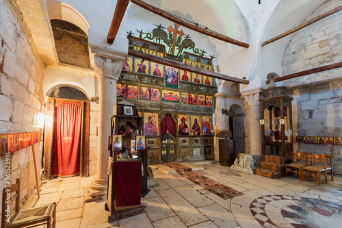 Byzantine Abbey of Pojan, Saint Mary Orthodox Church and Monastery, Interior, Iconostasis, Apollonia Archaeological Park, Pojani Village, Illyria, Albania photo