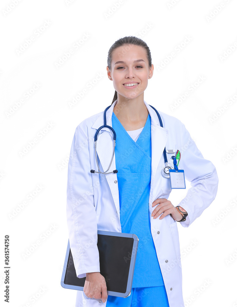 Beautiful young female with tablet computer. Woman doctors Beautiful young female with tablet computer. Woman doctors