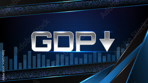 abstract background vector of blue decreasing Economic growth or GDP