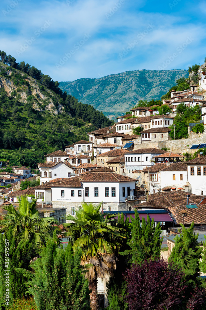 Ottoman houses built on the hills overlooking Berat, Unesco World Heritage Site, Berat, Albania