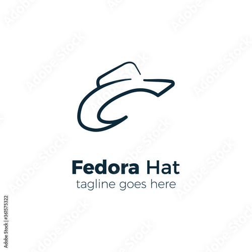 logo design vector illustration fedora hat