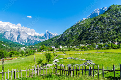 View over Thethi village, Thethi valley, Albania photo