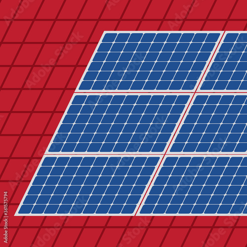 roof with solar panels- vector illustration