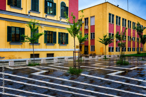 Colourful houses near Skanderberg Square, Tirana, Albania photo