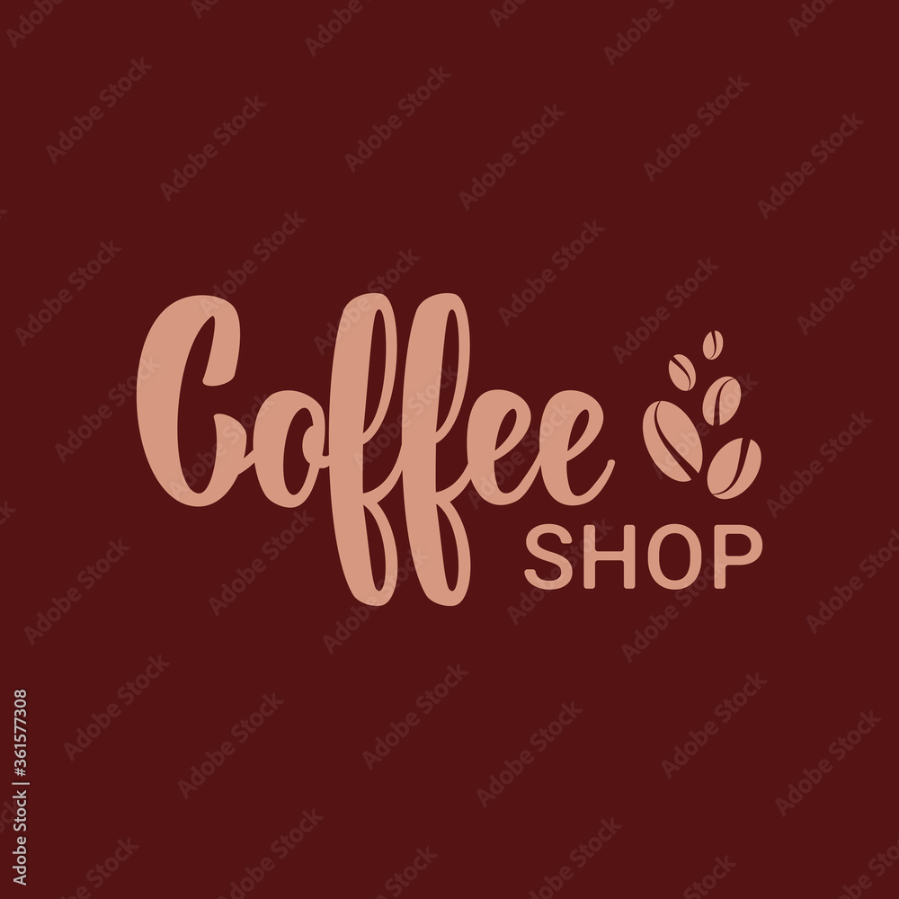 Logo template for a coffee shop or cafe. Emblems, badges, stickers. Elements of design. Hand lettering.