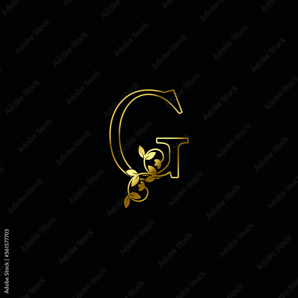 Golden Outline G Letter Minimalist Luxury Initial Nature Tropical Leaf logo Icon Golden Outline G Letter Minimalist Luxury Initial Nature Tropical Leaf logo Icon