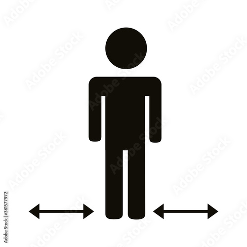 human figure with arrows distance social silhouette style