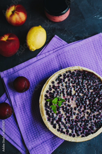 Wallpaper Mural Homemade sweet blueberry pie with cream Torontodigital.ca