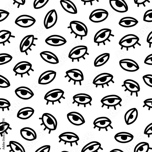 Seamless pattern with hand drawn eye, vector illustration