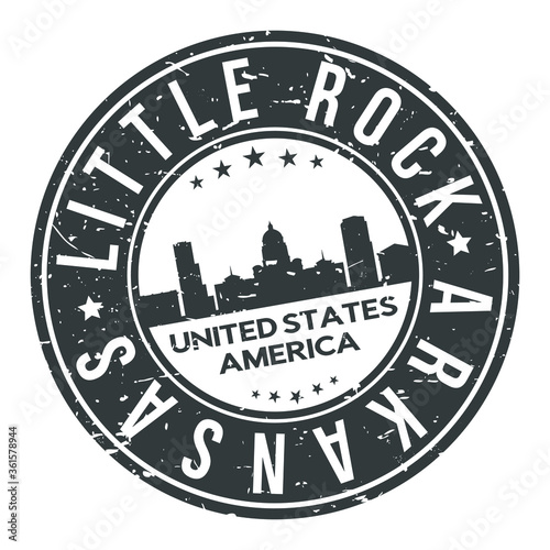 Little Rock City Arkansas USA Stamp Logo Icon Symbol Design Skyline City.