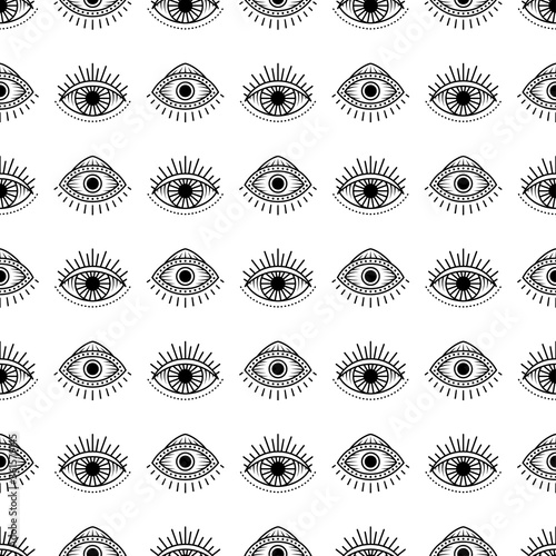 Seamless pattern with hand drawn eye, vector illustration