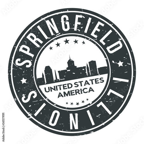 Springfield Illinois USA Stamp Logo Icon Symbol Design Skyline City.