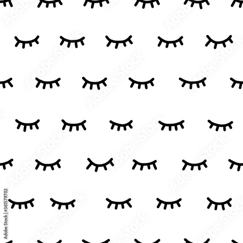 Seamless pattern with hand drawn eye, vector illustration