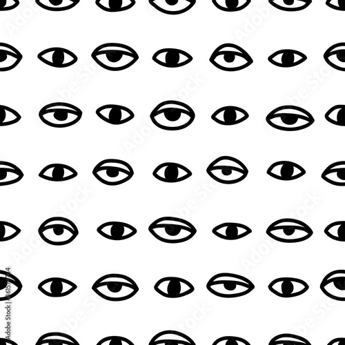 Seamless pattern with hand drawn eye, vector illustration