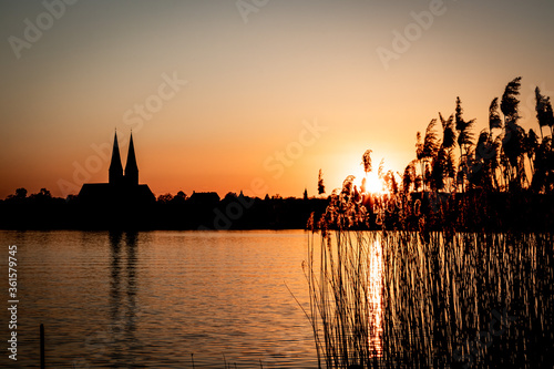 Neuruppin im Sonnenuntergang mit Klosterkirche photo