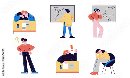 People of different professions thinking hardly and trying to create brilliant ideas