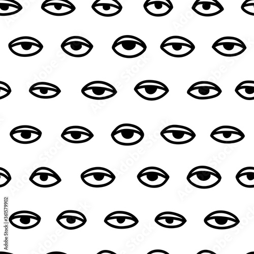 Seamless pattern with hand drawn eye, vector illustration
