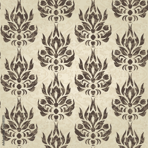 Oriental vector pattern with arabesques and floral elements. Traditional classic ornament. Vintage pattern with arabesques.
