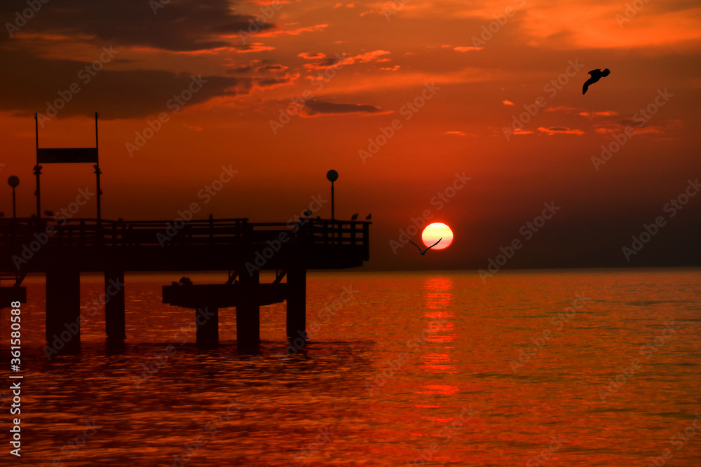 Sunset at the holiday destination Rerik , Baltic Sea - Mecklenburg Western Pomerania, Germany Sunset at the holiday destination Rerik , Baltic Sea - Mecklenburg Western Pomerania, Germany
