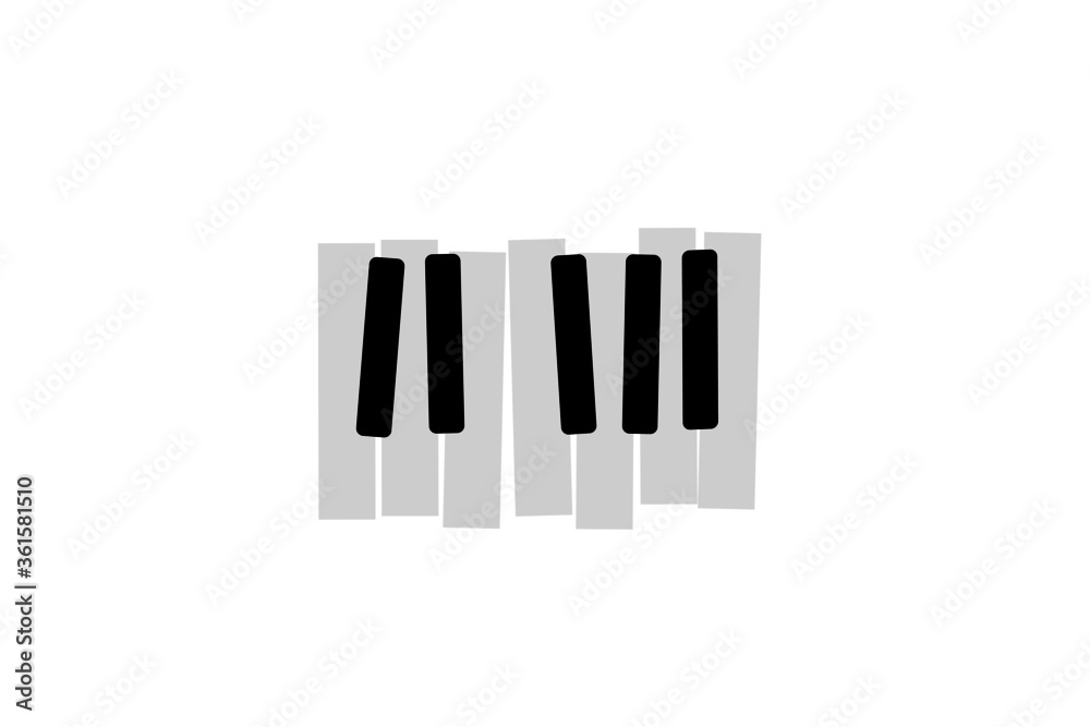Piano keys isolated on white vector icon illustration.
