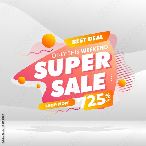 super sale banner template design, Big deal special offer end of season vector illustration. for offline online shop promotion discount sign