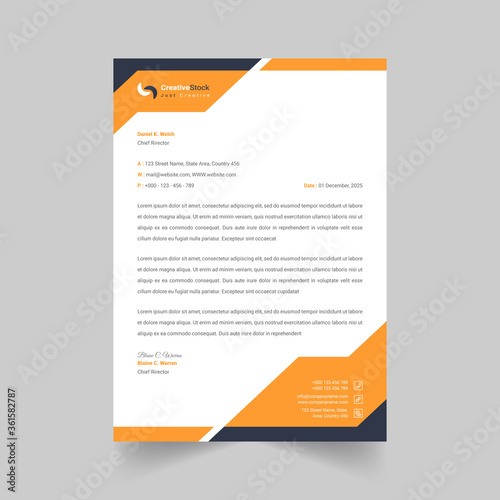 Creative and Clean Letterhead template design business for your project in minimalist style,Stationery Design, Vector illustration.