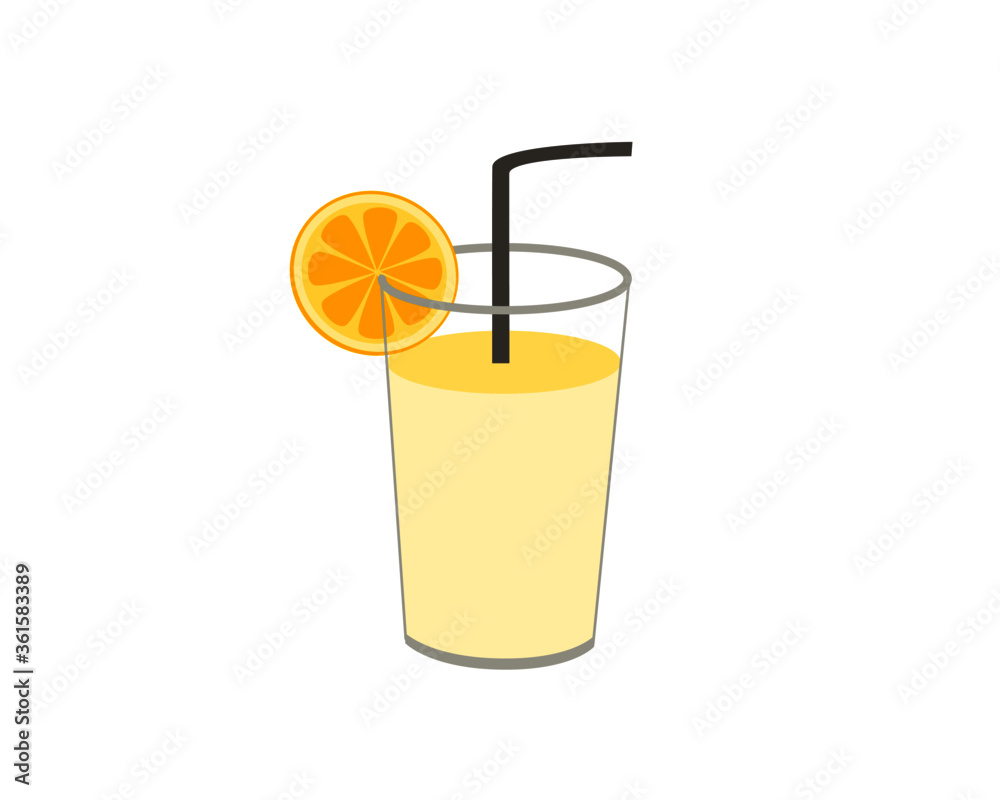 Glass of orange juice isolated on white background. icon vector illustration. Healthy drinks concept.