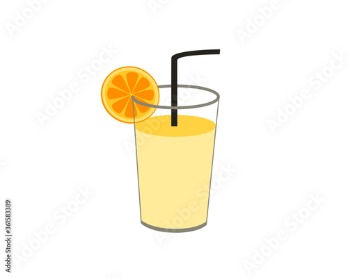 Glass of orange juice isolated on white background. icon vector illustration. Healthy drinks concept.