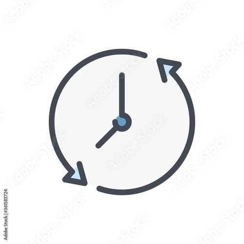 Refresh Time color line icon. Update Clock and Watch vector outline colorful sign.