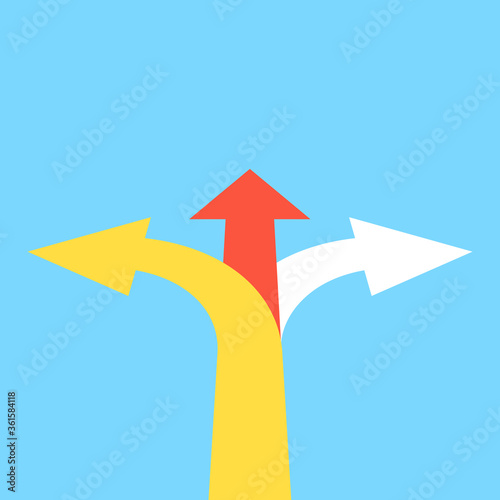 Tree arrows pointing in different directions. Choice the way concept. Vector Illustration.