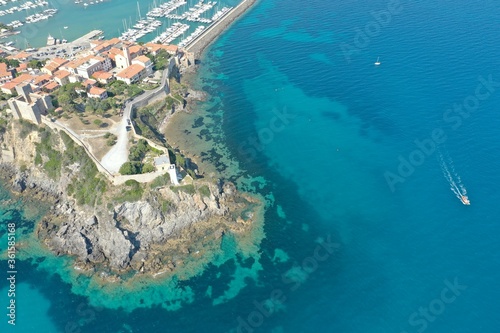 aerial view of the coastal town of Talamone in the Tuscan Maremma © Massimo