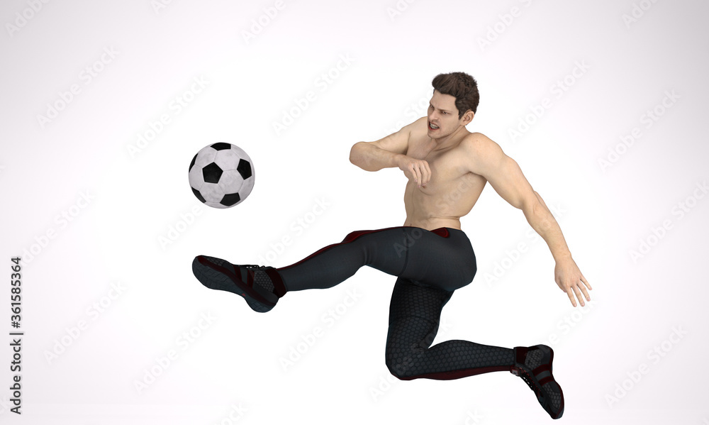 3D Render: A portrait of a young man as a soccer player