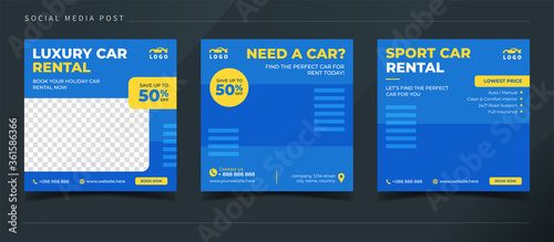 Automotive car rental banner for flyer and social media post template