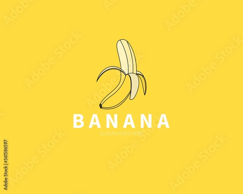 Banana Peel fruit abstract logo, icon, label, symbol Concept. Vector Design Illustration