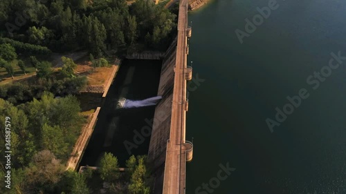 Dam of hydroelectric power plant in Spain. Aerial  Video