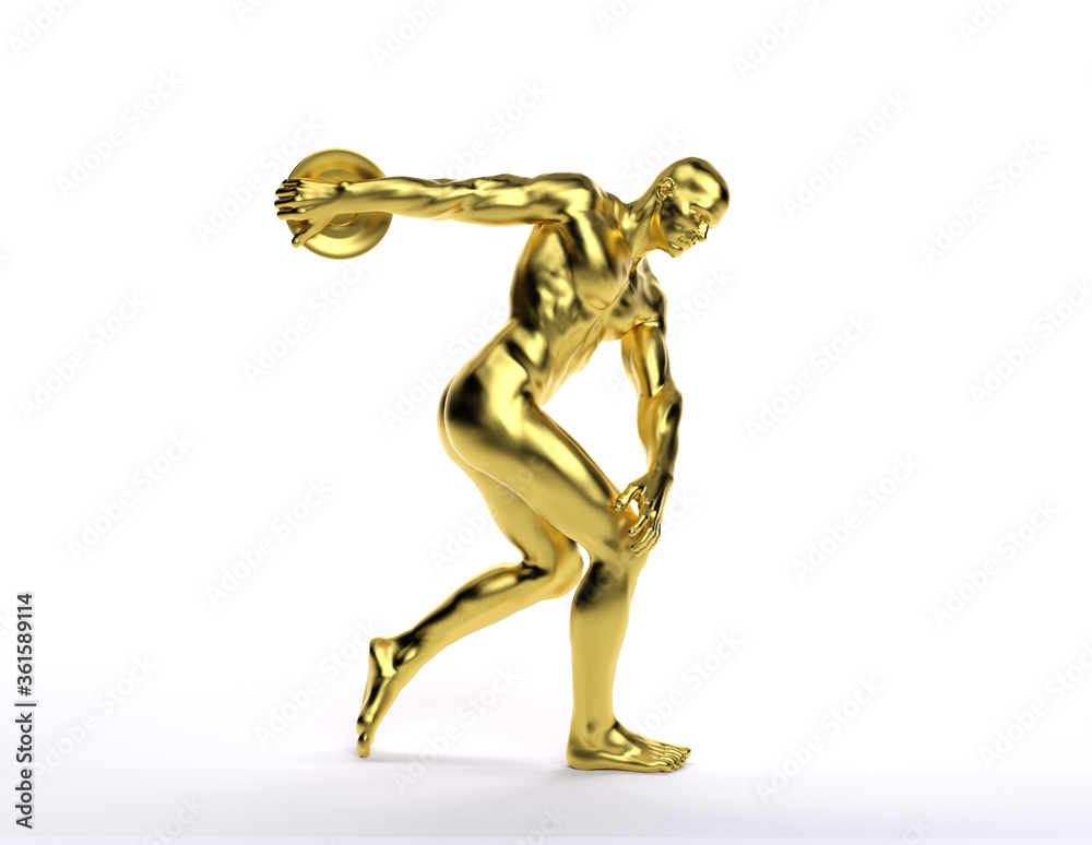 3D Render : an illustration of a male character model with gold texture 3D Render : an illustration of a male character model with gold texture