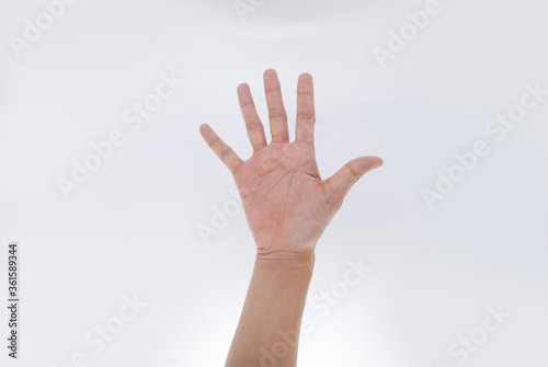 Number five index finger on white background