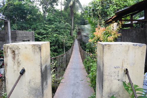 A hanging bridge in the countryside