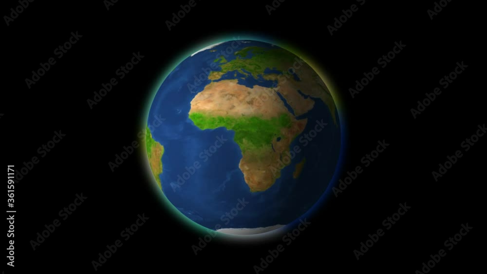 3D Planet Earth globe. Realistic world globe spinning slowly animation. 3D Planet Earth globe. Realistic world globe spinning slowly animation.