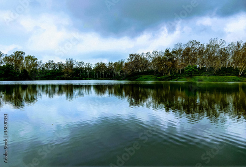 A lake on a breezy morning.