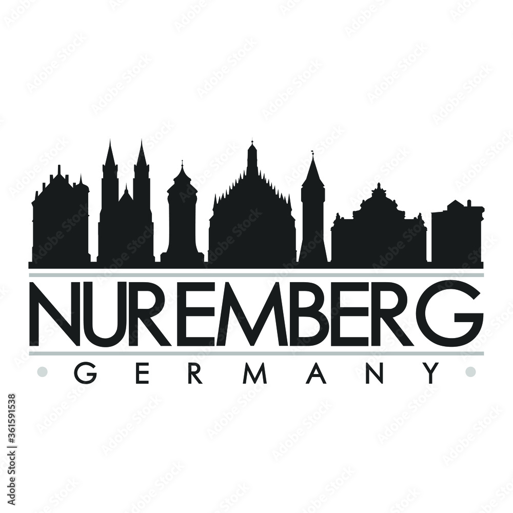 Nuremberg Skyline Silhouette Design City Vector Art Famous Buildings.