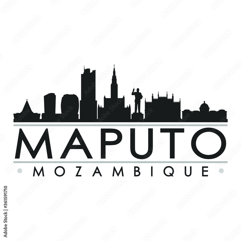 Maputo Mozambique Skyline Silhouette Design City Vector Art Famous Buildings
