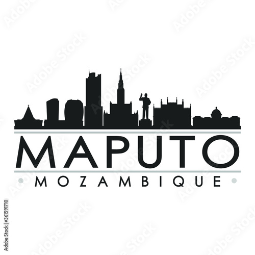 Maputo Mozambique Skyline Silhouette Design City Vector Art Famous Buildings