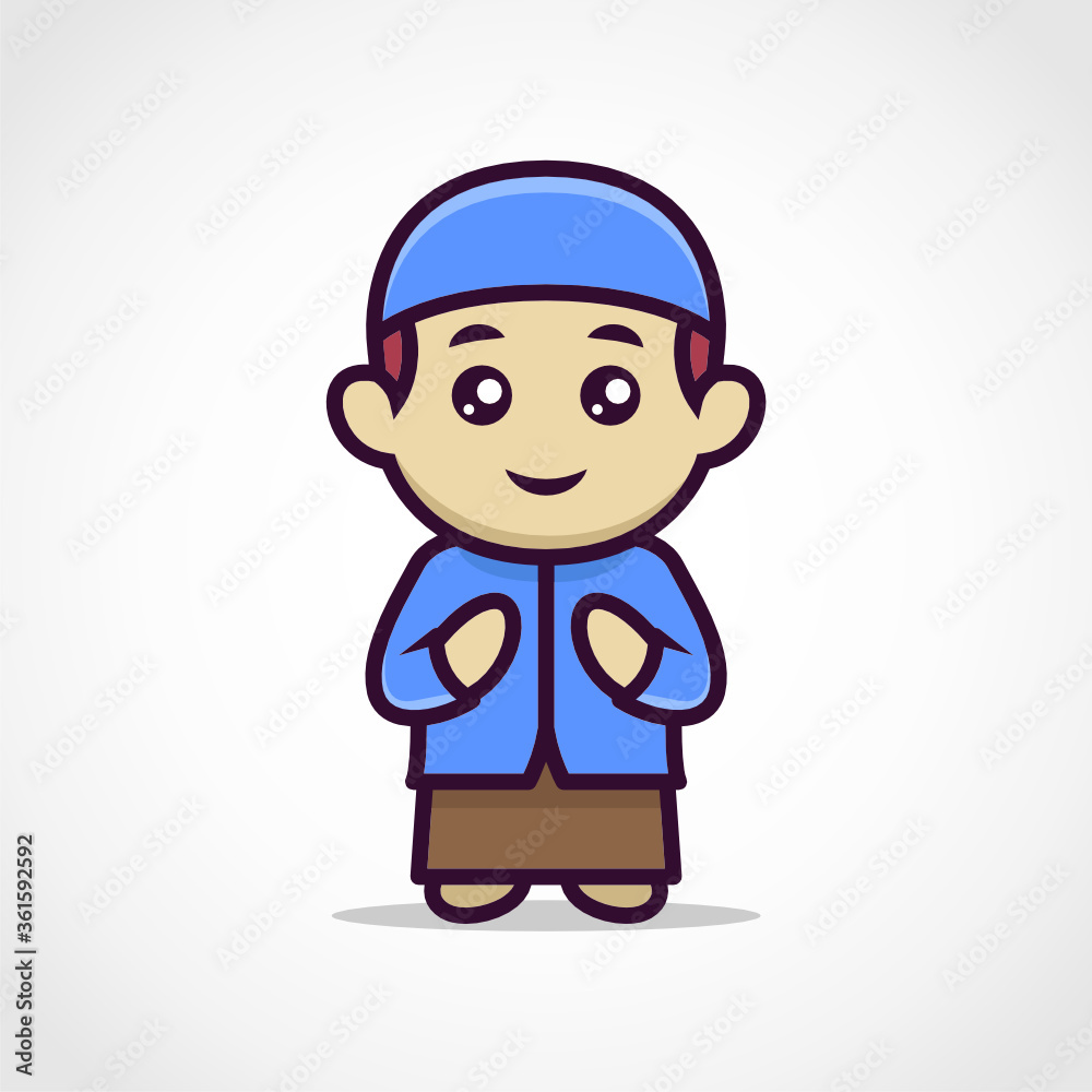 Cute muslim character mascot design