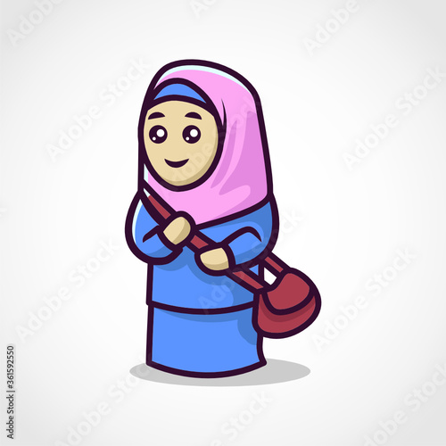Cute muslim character mascot design