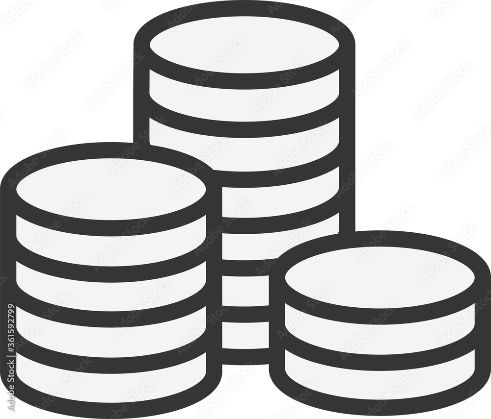 Money silhouette icon on white background. Coins vector illustration in flat style. Icons for design, website. Money silhouette icon on white background. Coins vector illustration in flat style. Icons for design, website.